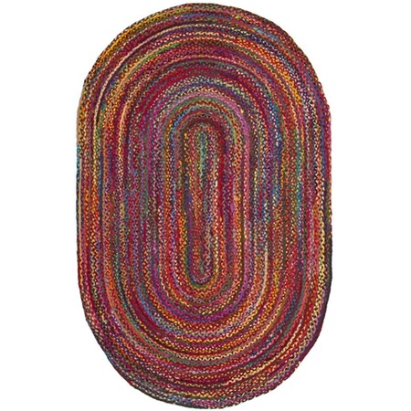 Safavieh Braided Hand Woven Oval Area Rug Red & Multicolor - 4 x 6 ft. BRD210A-4OV